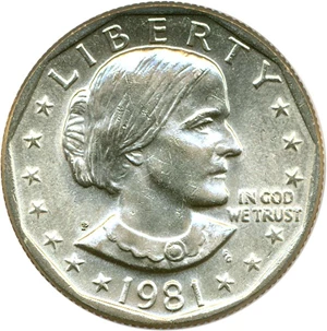 image for: 1981-P Susan B. Anthony $1 ANACS MS62