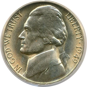 image for: 1949-S 5c ANACS MS64
