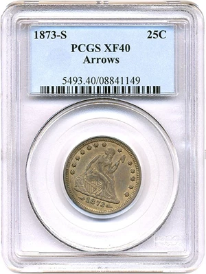 image for: 1873-S 25c PCGS XF40 (Arrows)