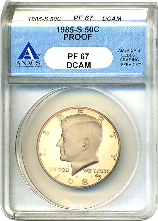 image for: 1985-S 50c ANACS Proof 67 DCameo