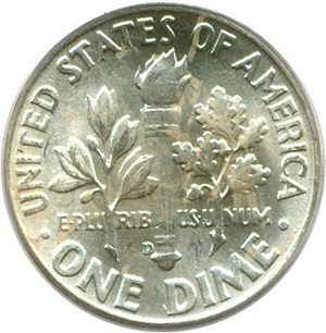 image for: 1953-D 10c PCGS MS66 ex: Omaha Bank Hoard