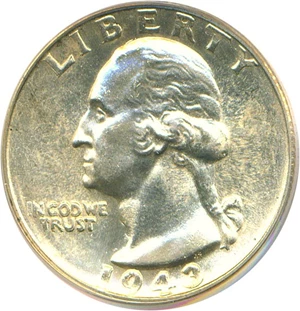 image for: 1943-S 25c PCGS MS64 (Doubled Die Obverse)