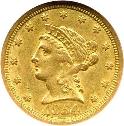 image for: 1854-O $2 1/2 NGC XF45