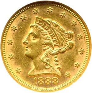 image for: 1888 $2 1/2 NGC MS61