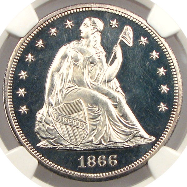 image for: 1866 $1 NGC Proof 64 Cameo (Motto)