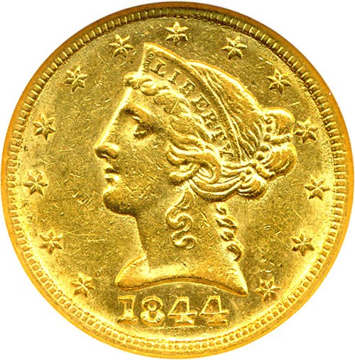 image for: 1844-C $5 NGC AU58