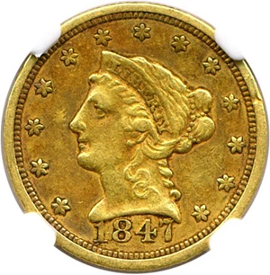 image for: 1847-C $2 1/2 NGC/CAC XF45