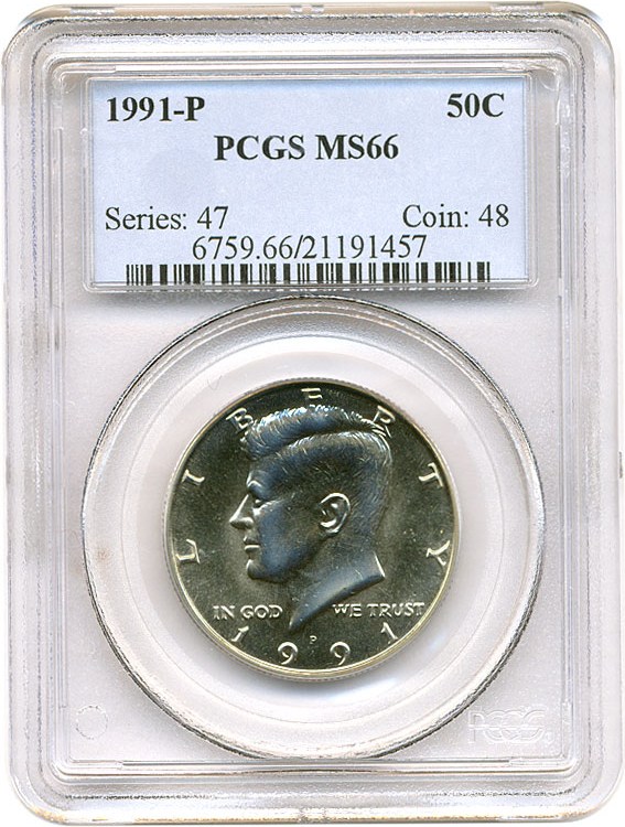 image for: 1991-P 50c PCGS MS66