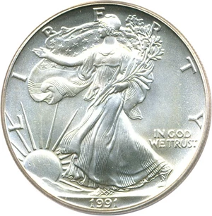 image for: 1991 Silver Eagle $1 PCGS MS69