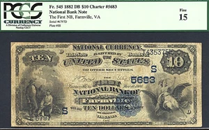 image for: 1882 $10 FNB of Farmville, VA PCGS F15 (Fr.545, Charter #5683, Date Back)