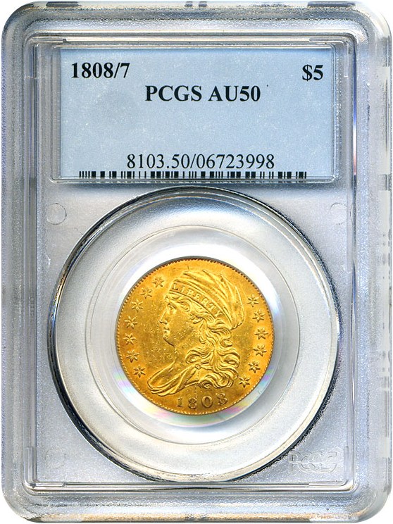 image for: 1808/7 $5 PCGS AU50