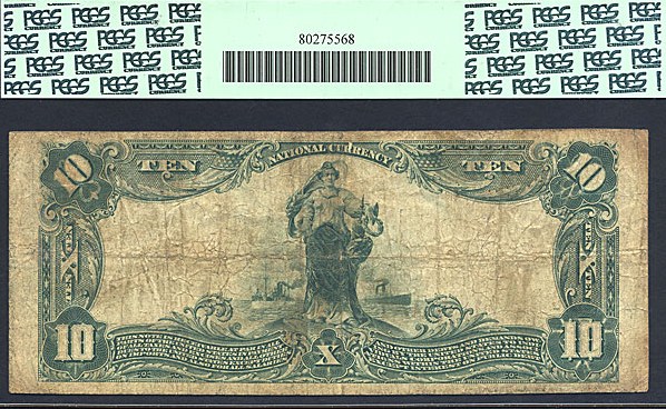image for: 1902 $10 Blue Seal -FNB of Logansport, IN- PCGS VF20 #192  (Fr.624, Charter #3084, Plain Back)