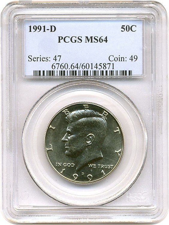 image for: 1991-D 50c PCGS MS64