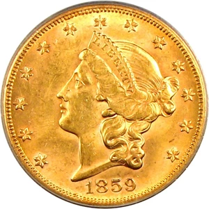 image for: 1859-S $20 PCGS/SecurePlus MS61