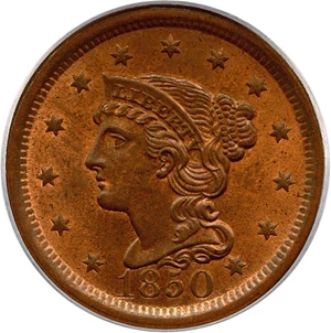 image for: 1850 1c PCGS/CAC MS65 RB