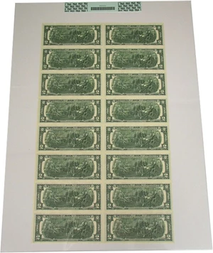 image for: Uncut Sheet: 1976 $2 PCGS Choice CU63 (Fr.1935J *Star*, Sheet of 16 Notes)