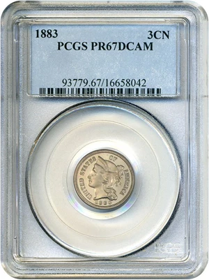 image for: 1883 3cN PCGS Proof 67 Dcameo * Pop 1 *