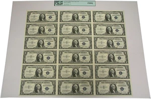 image for: Uncut Sheet: 1935D $1 PCGS Gem CU67 PPQ (Fr.1613N, Narrow Sheet of 18 Notes)