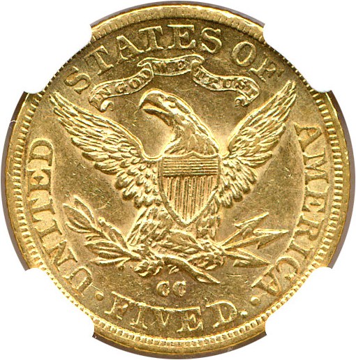 image for: 1884-CC $5 NGC/CAC AU58