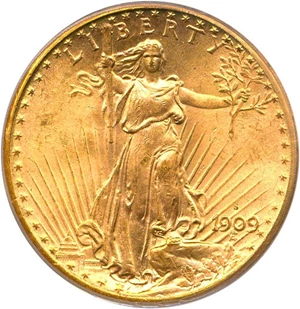image for: 1909-S $20 PCGS MS65
