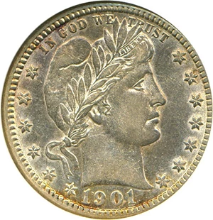 image for: 1901-O 25c ANACS AU50