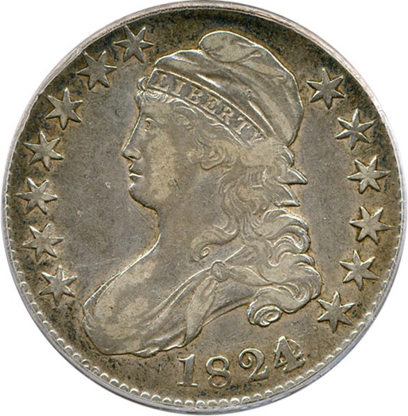image for: 1824 50c PCGS VF35  (Overdate over Various Dates)
