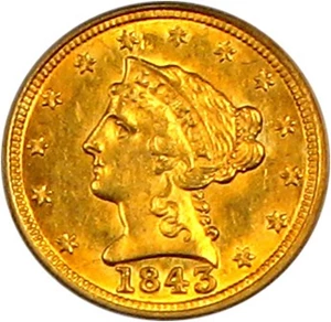 image for: 1843-C $2 1/2 PCGS MS61 (Large Date)