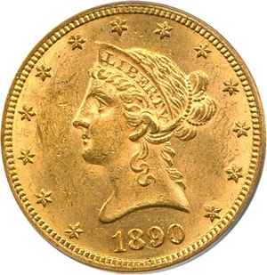 image for: 1890-CC $10 PCGS/CAC MS62
