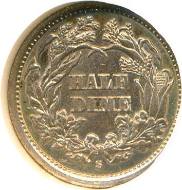 image for: 1864-S H10c DGS AU50  (Lightly Cleaned)