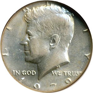 image for: Mint Error: 1979 50c NGC AU58 (Struck on a SBA $1 Planchet, 8.1g)