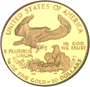 image for: 1992-P Gold Eagle $10 PCGS Proof 69 DCameo