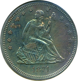 image for: 1871 25c DGS Proof 61 (Cleaned and Retoned)