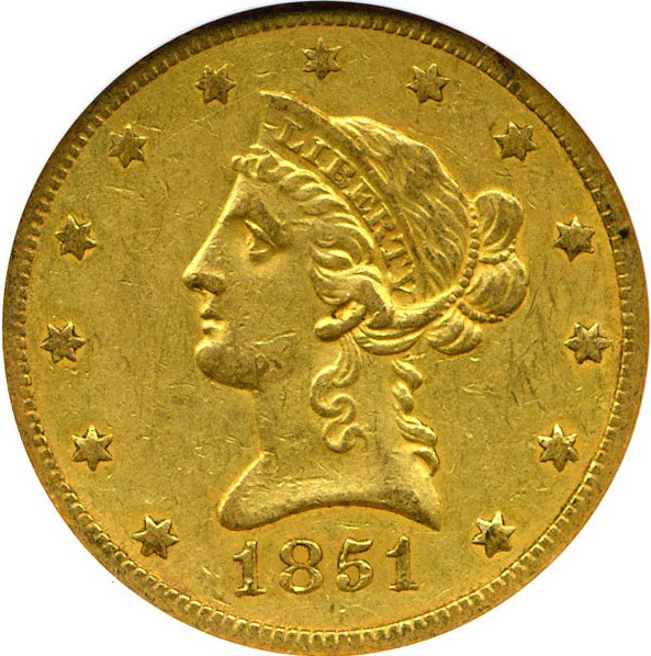 image for: 1851-O $10 NGC/CAC AU53