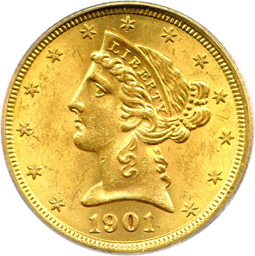 image for: 1901/0-S $5 PCGS MS63
