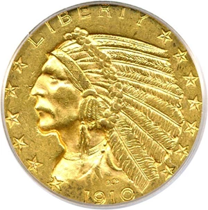image for: 1910-D $5 PCGS MS62
