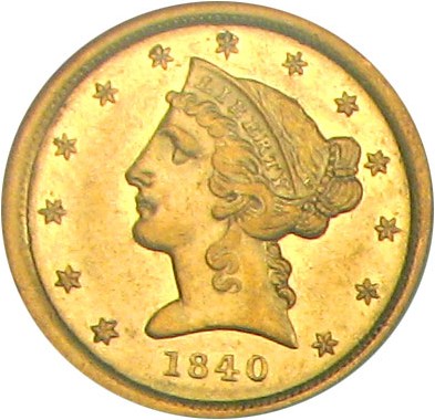 image for: 1840 $5 NGC AU55 (Large Diameter)