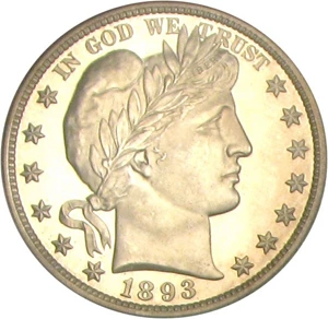 image for: 1893 50c PCGS Proof 65 Cameo
