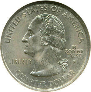 image for: Mint Error: 2000-P New Hampshire 25c ANACS MS64 (Missing Clad Layer)