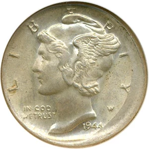 image for: Mint Error: 1944 10c NGC MS65 (Broadstruck)