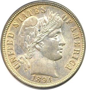 image for: 1894-O 10c PCGS MS63