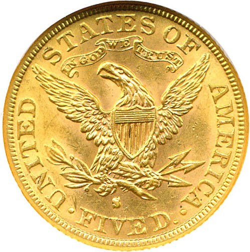 image for: 1884-S $5 NGC MS62