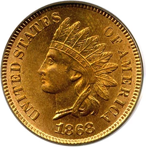 image for: 1868 1c PCGS MS65 RD OGH