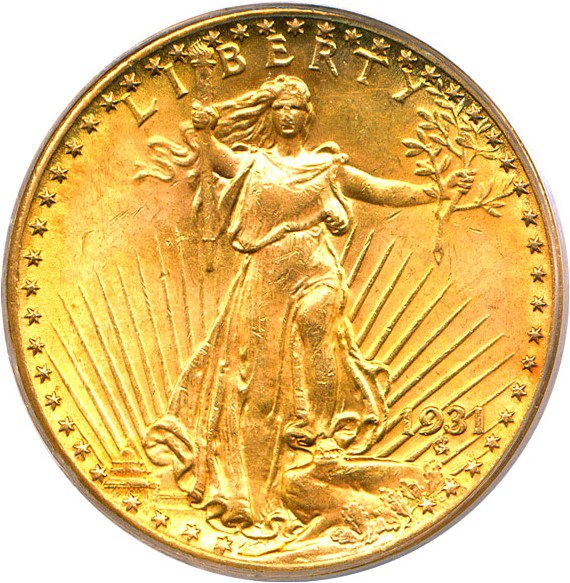 image for: 1931 $20 PCGS MS63