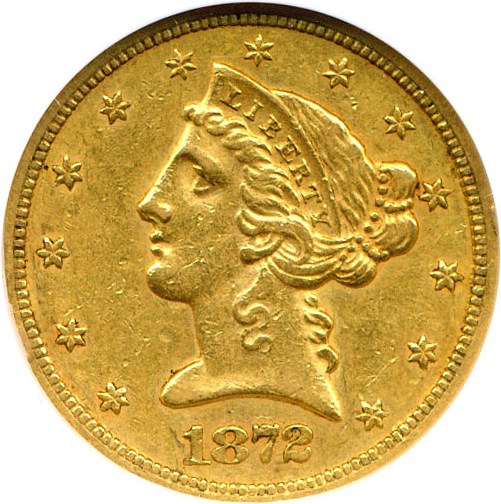 image for: 1872-S $5 NGC AU55