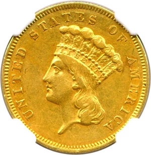 image for: 1856-S $3 NGC AU50