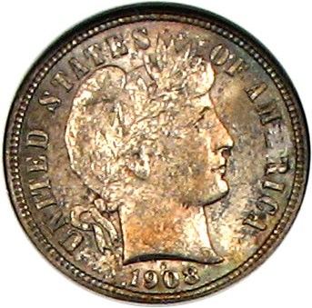 image for: 1908-D 10c NGC MS64