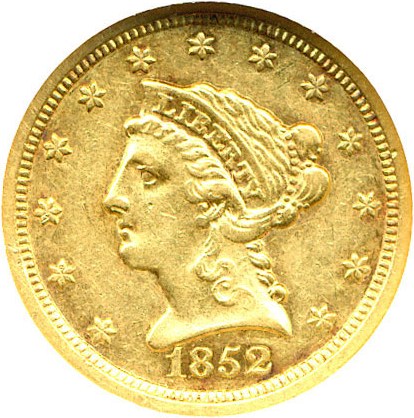 image for: 1852-O $2 1/2 NGC AU55