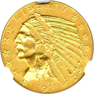 image for: 1911-D $5 NGC AU50