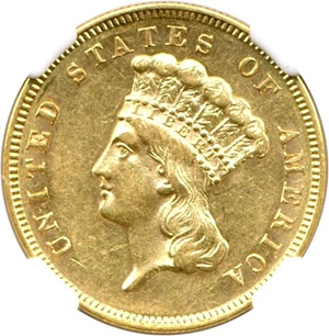 image for: 1860-S $3 NGC AU58