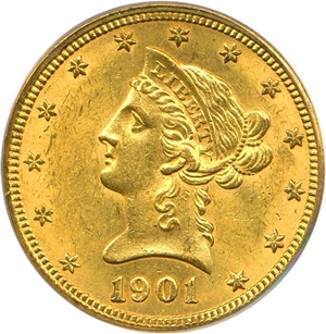 image for: 1901-O $10 PCGS MS62